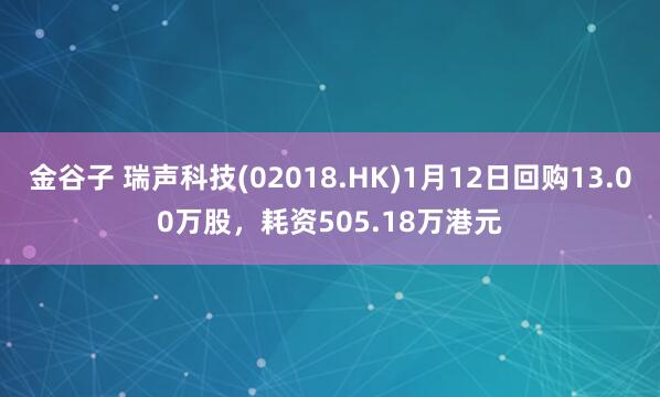 金谷子 瑞声科技(02018.HK)1月12日回购13.00万股，耗资505.18万港元