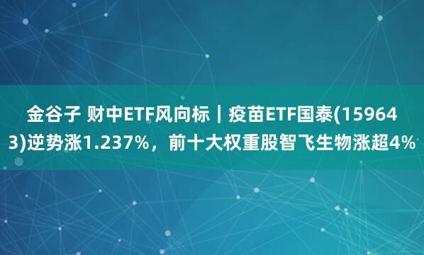 金谷子 财中ETF风向标｜疫苗ETF国泰(159643)逆势涨1.237%，前十大权重股智飞生物涨超4%